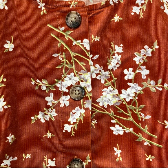 Madewell Corduroy Orange Floral Long Sleeve Top - Picture 3 of 5